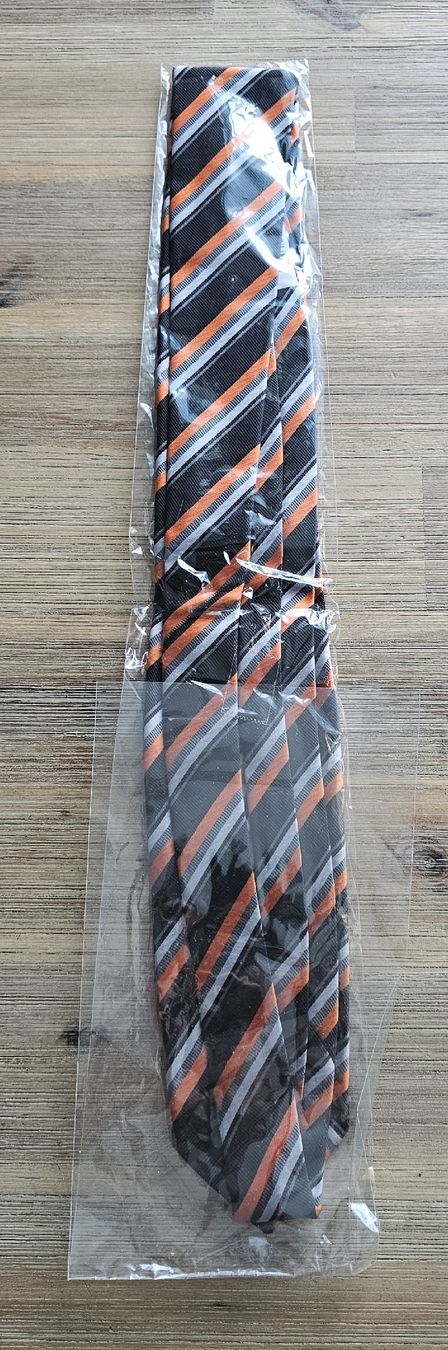 Krawatten: Krawatte gestreift schwarz orange neu OVP – Neu und originalverpackt aus Basel von Allerlei-Basel 1