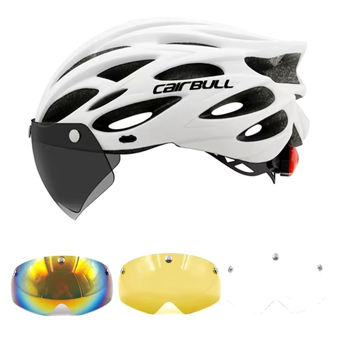 Caschi: Fahrrad Helm LED Licht mit Visier – Nuovo e nell'imballaggio originale da Suhr venduto da chr_db22