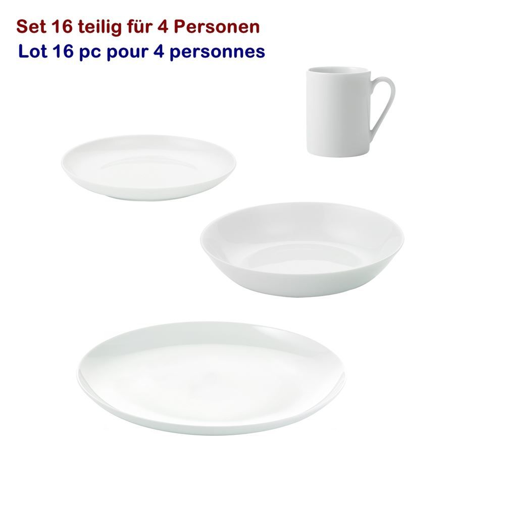 Set di piatti: Geschirrset 16 tlg "atelier super white" – Nuovo e nell'imballaggio originale da Wettingen venduto da kochshop 2