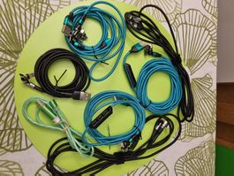 7 Stück Ladekabel USB für iPhone/Type C und Micro