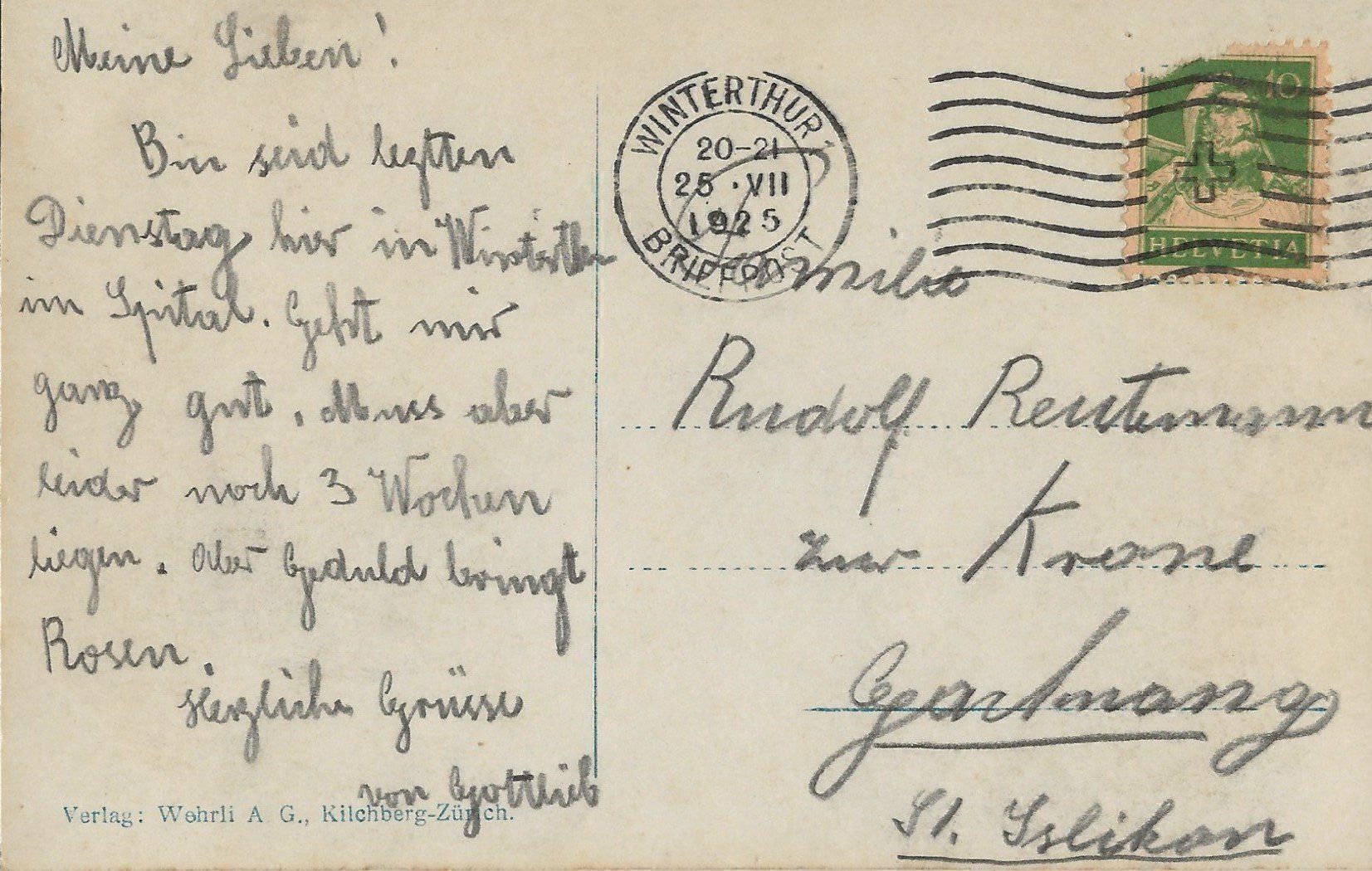 Cartes postales: Winterthur, Kantonsspital, 1925 – D'occasion à Frauenfeld par Merk52 1