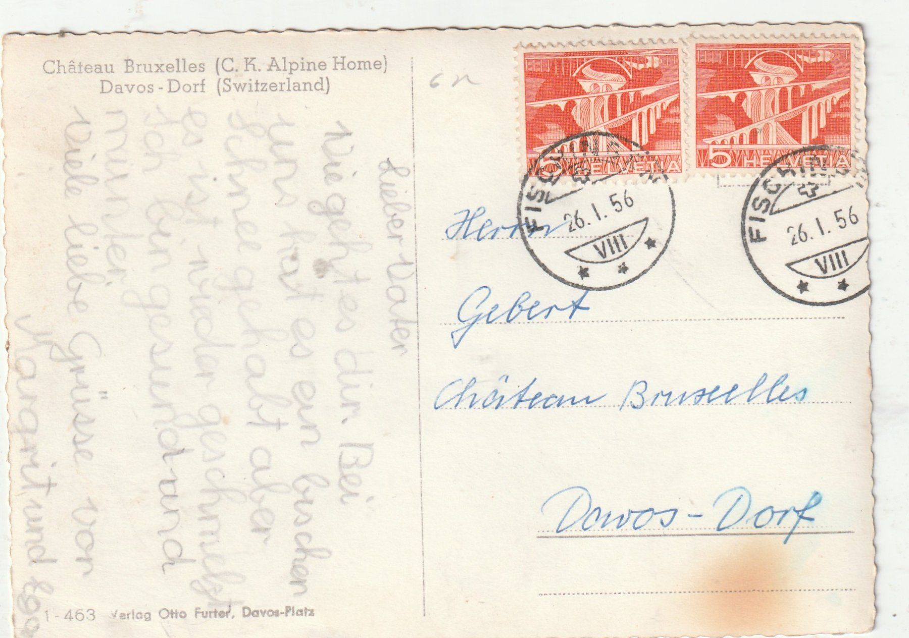 Cartoline postali: Alpine Hotel Davos um 1956 – Usato da Lumbrein venduto da made02 1