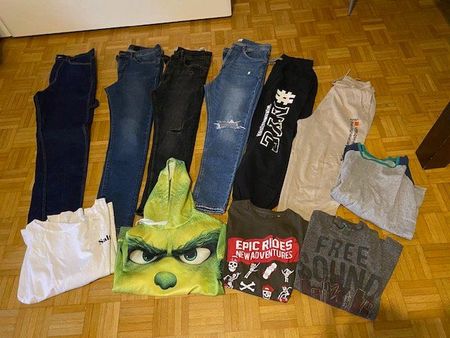 Kleiderpaket Grösse 158 / 164, 11 Teile, Hosen Shirts Pulli