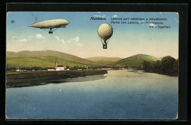 Foto & Poster: Munkács, Zeppelin und Ballon über dem  – Usato da Berlin venduto da bartko-reher