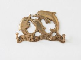 Porte-manteau vintage en bronze avec dauphins