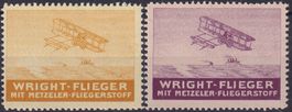 1912, Flugpost-Vignetten: METZELER (Wright-Flieger), selten!