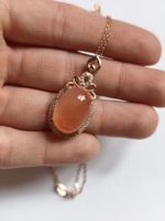 Rosegold Halskette mit Rosa AchatAnhänger 925 Silber