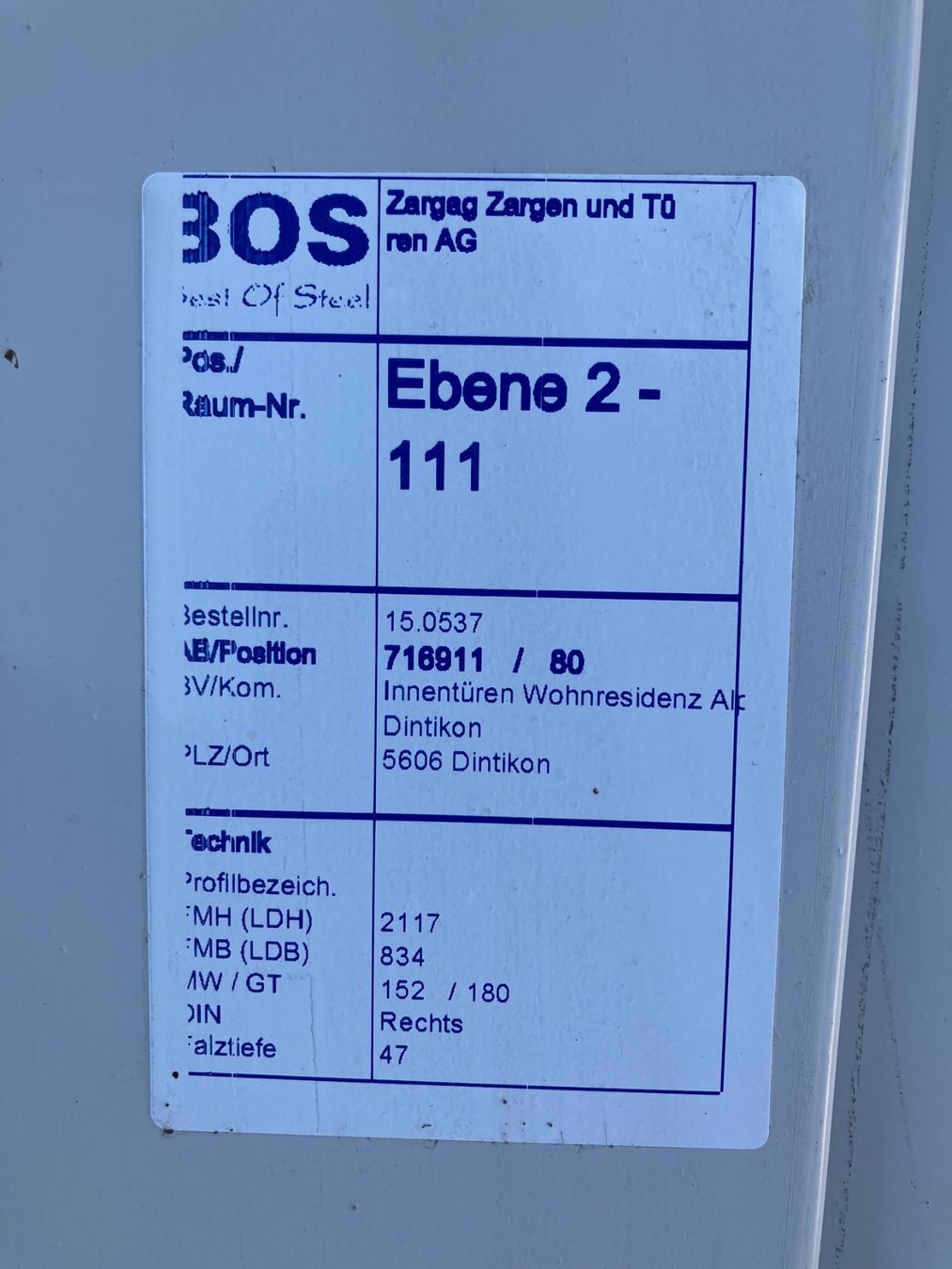 Türen: Türzarge Metall – Neu (gemäss Beschreibung) aus Dintikon von Quelle19 1