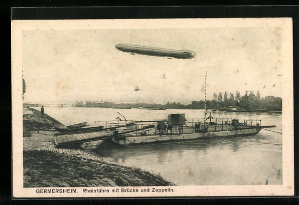 Foto & Poster: Germersheim, Zepplin über der Rheinfäh – Usato da Berlin venduto da bartko-reher