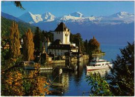 Oberhofen - Schloss mit Eiger, Mönche, Jungfrau