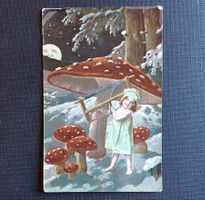 AK Mädchen FLIEGENPILZ Pilze 🍄 1910