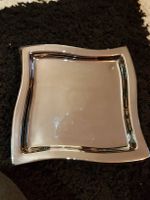 Teller quadratisch Spiegel Keramik Chrom Silber 25 x 25 cm