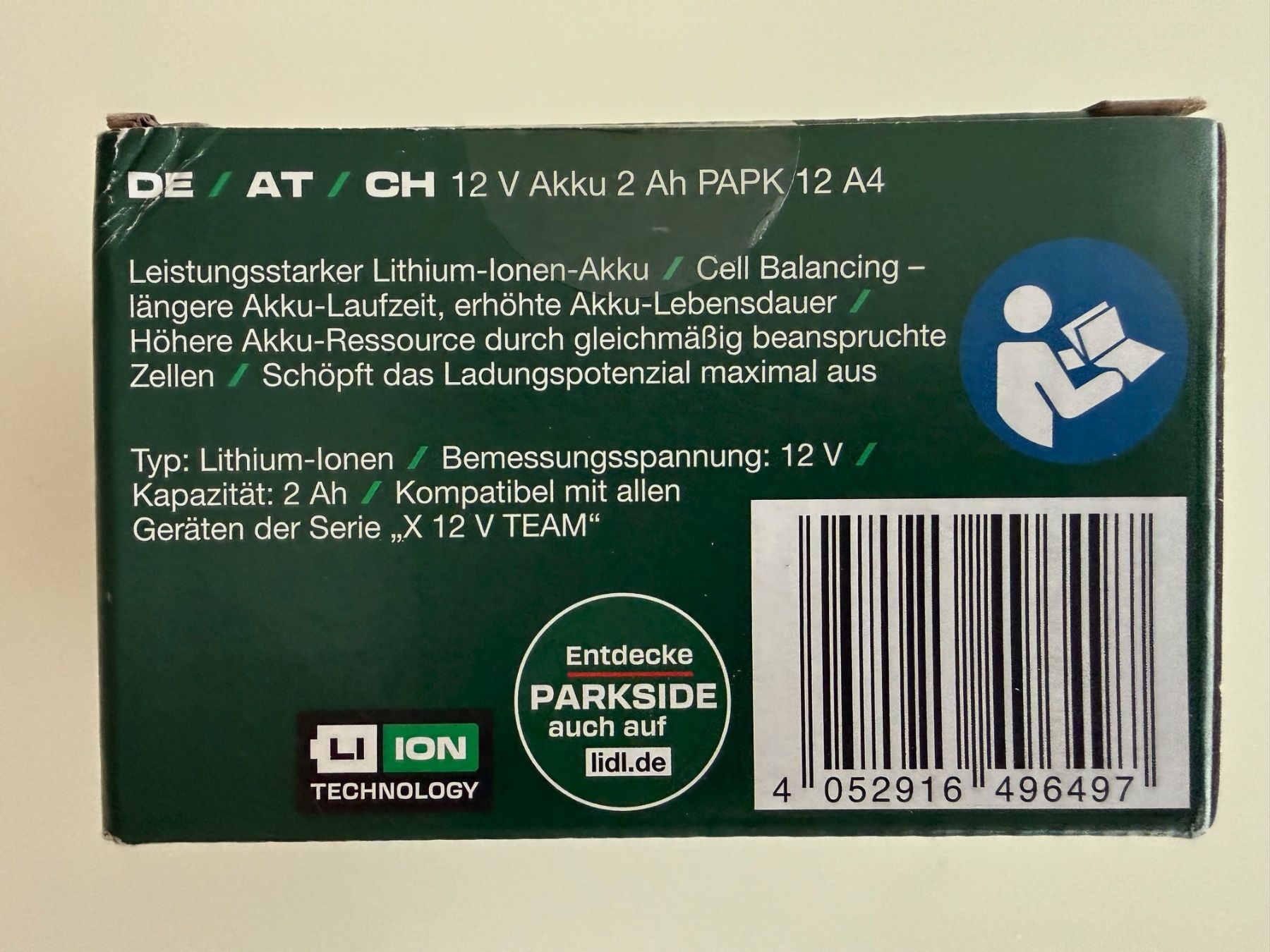 Parkside Akkus & Batterien: Parkside Akku 12V/2Ah, PAPK 12 A4 – Neu und originalverpackt aus St-Gingolph von GoldenKeys 1