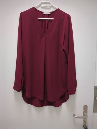 Damen Bluse Today weinrot Langarm V-Ausschnitt Grösse L