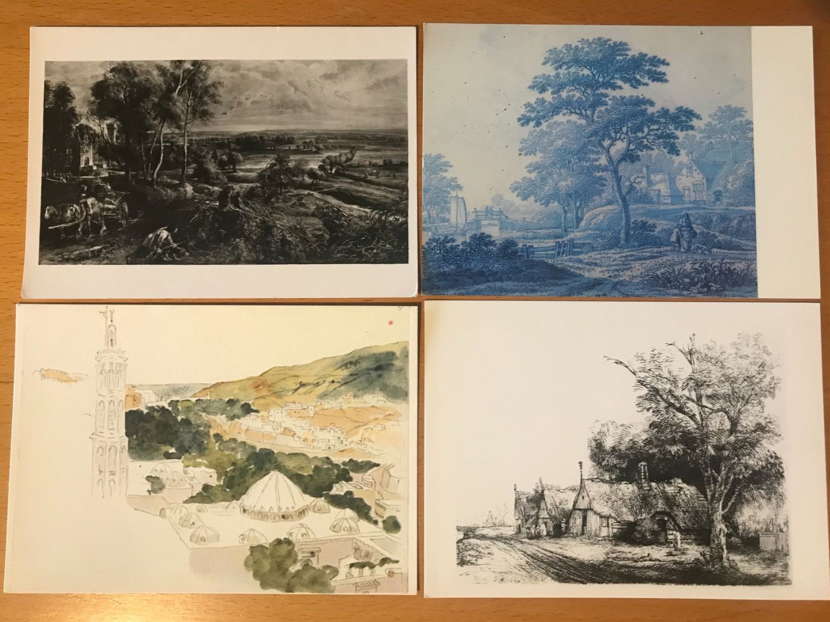Cartoline postali: 4x Postkarten Illustrationen Landschaftsmotive – Usato da Luzern venduto da mey_s13
