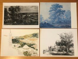 4x Postkarten Illustrationen Landschaftsmotive