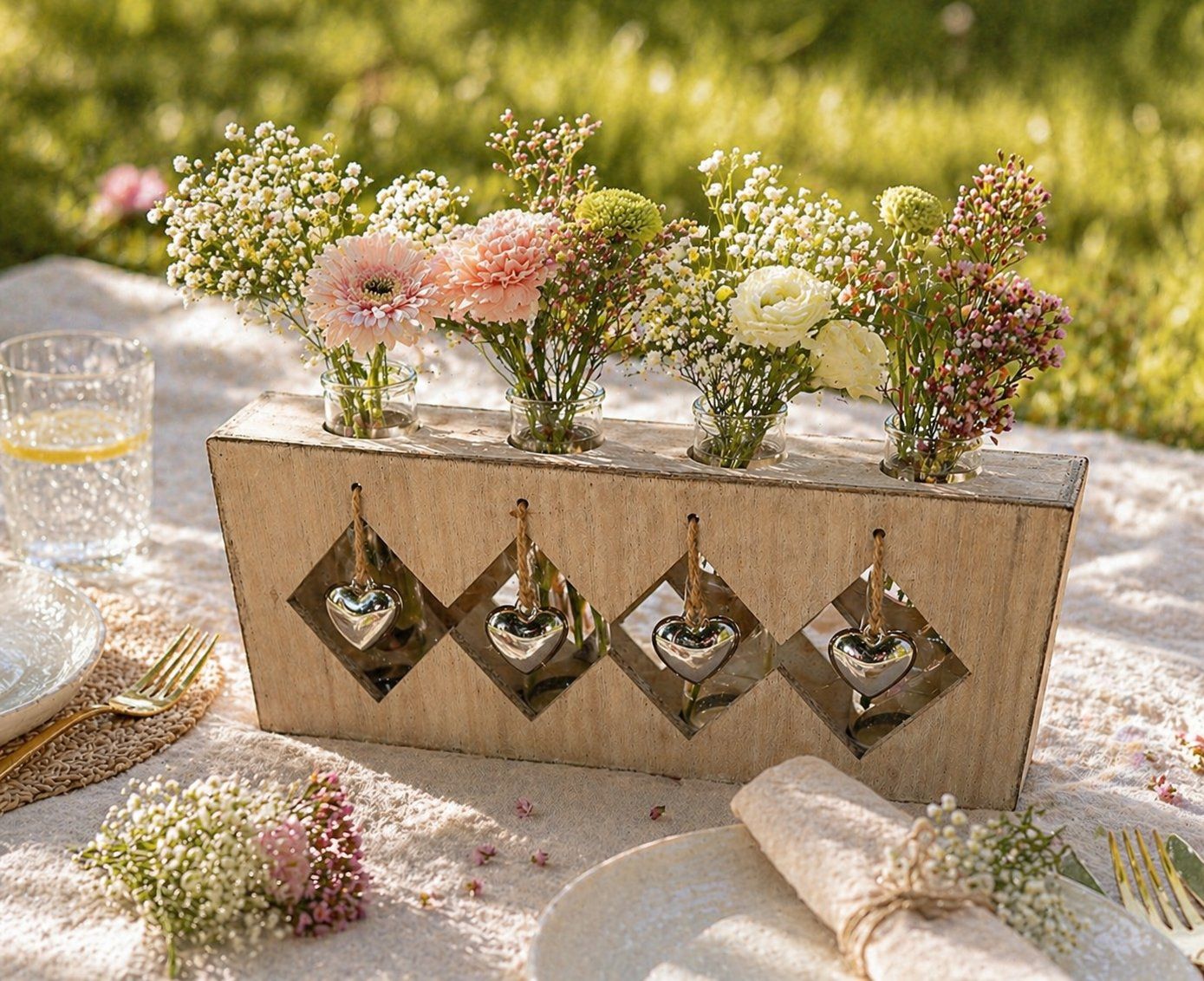 Vasen & Gefässe: Deko Vase Set Holz Glas – Neu (gemäss Beschreibung) aus Fully von VaneaSelection