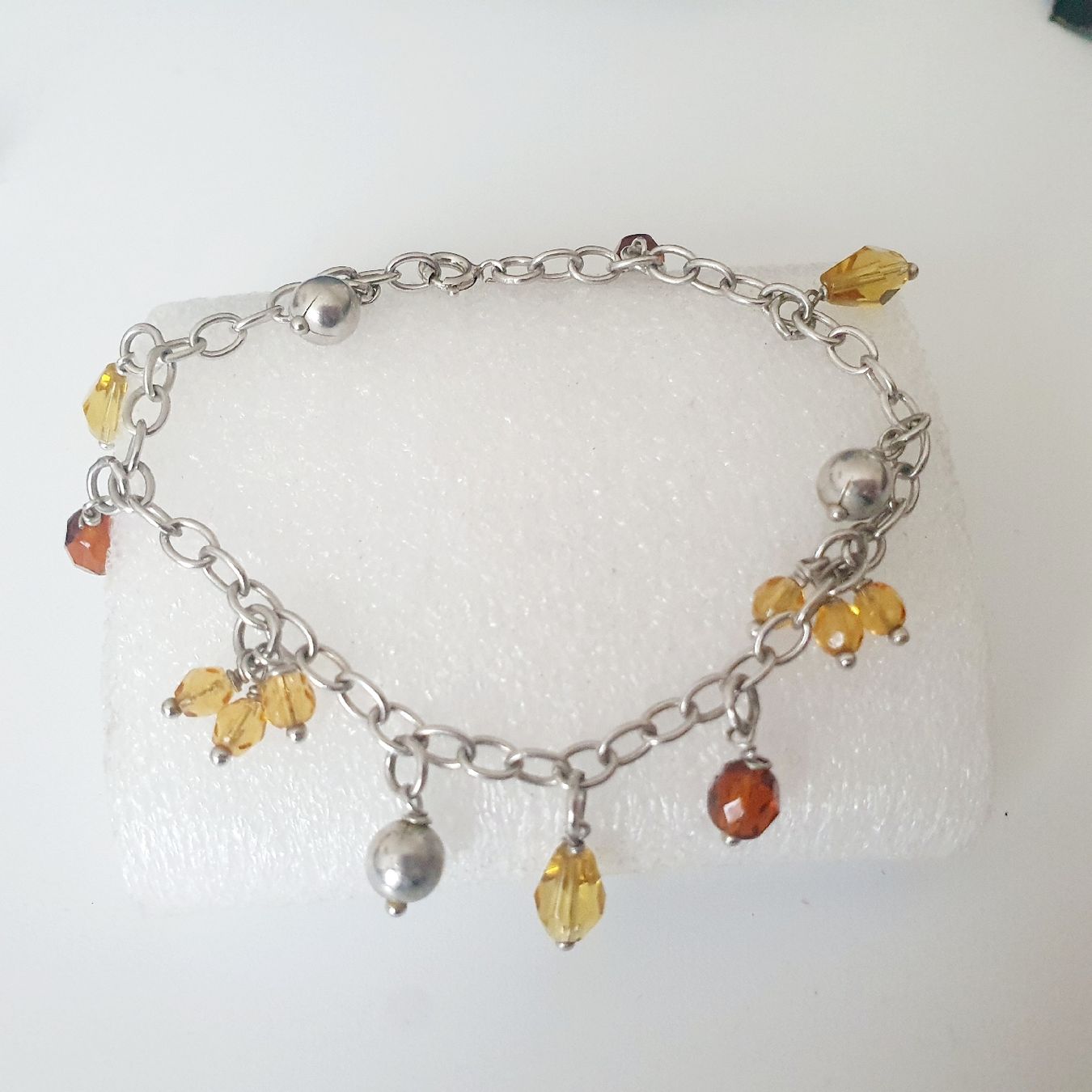 Bracciali & Braccialetti: Charm-Armband, Sterling Silber 925, Bernstein-Look – Usato da Kreuzlingen venduto da Wunderkiste123 2