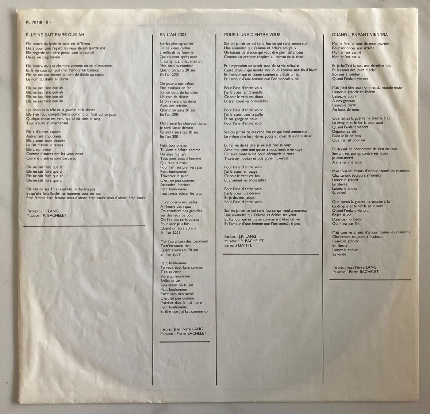 Vinyles: PIERRE BACHELET - PIERRE BACHELET – D'occasion à Poliez-Pittet par Newtown-Records 2