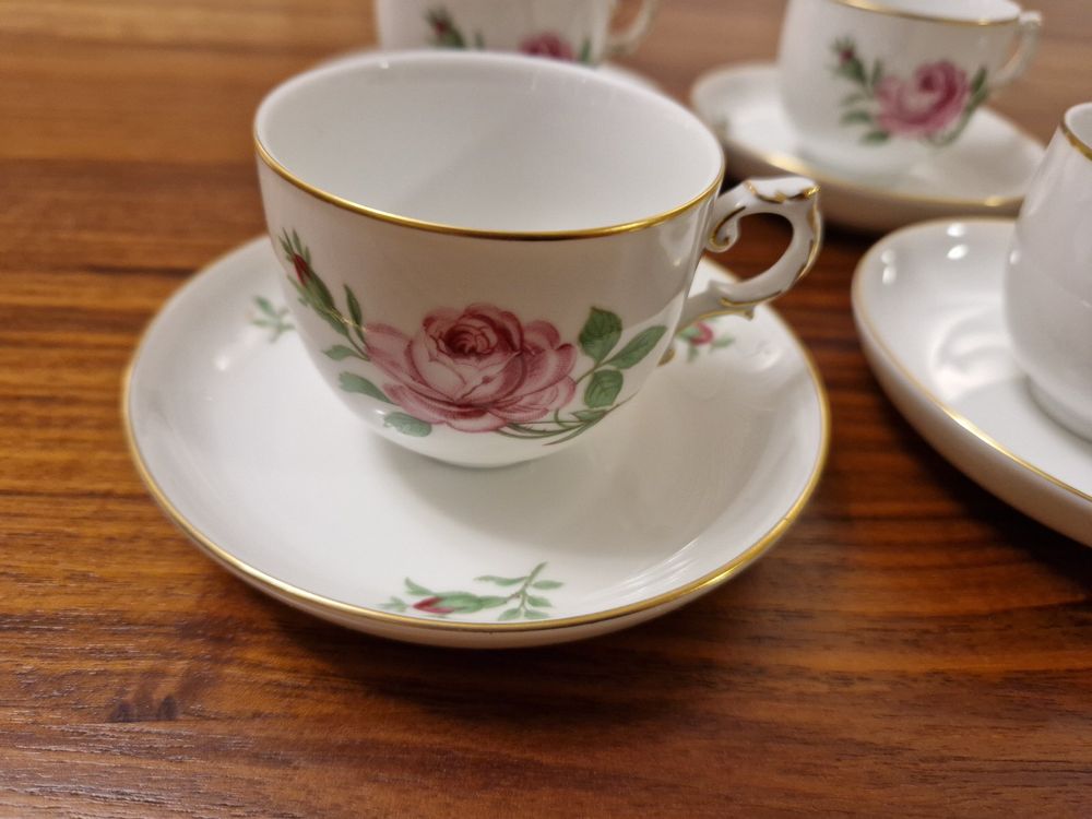 4x Fürstenberg Kaffeetasse mit Untere Rote Rose | Kaufen auf Ricardo