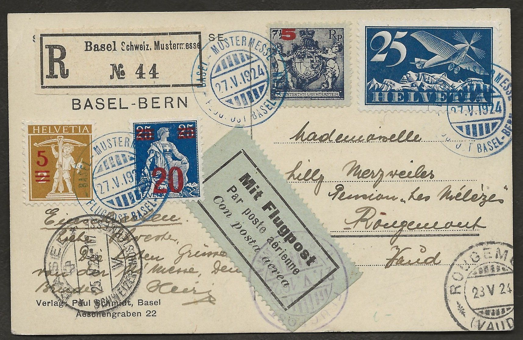 Alle Briefmarken: Flugpost 1924 Basel Bern Luftpost Sonderflug Katalog 1400.- – Gebraucht aus Au ZH von xelagreb01