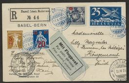 Flugpost 1924 Basel Bern Luftpost Sonderflug Katalog 1400.-