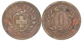 1 Rappen von 1856 (bis unzirkuliert)