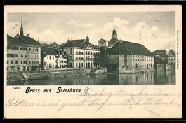 AK Solothurn, Stadtansicht am Flussufer
