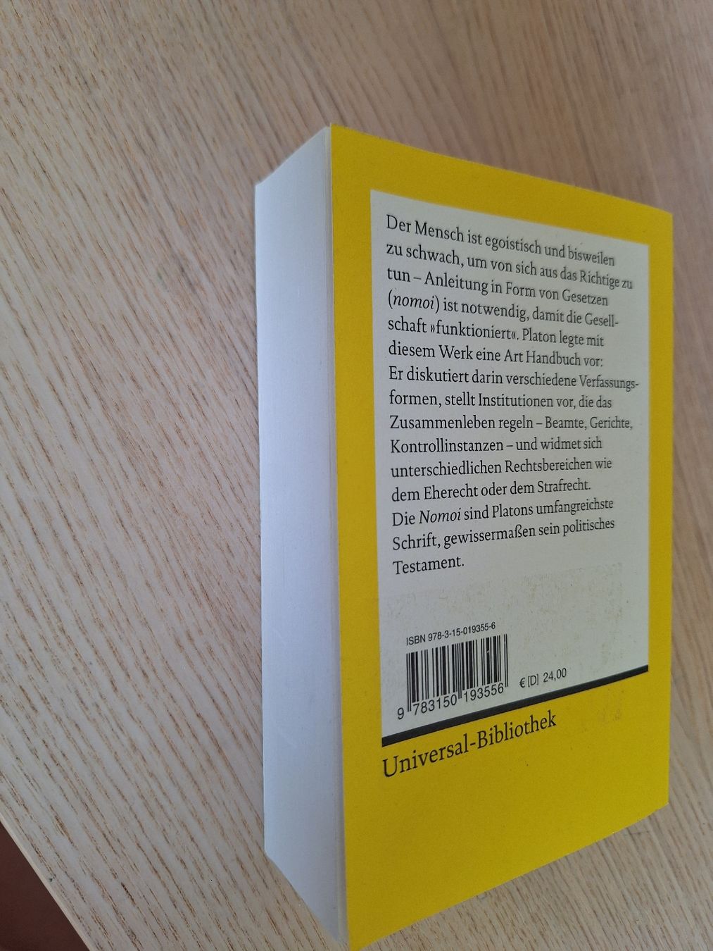 Libri: Platon Nomoi Reclam, keine Notizen oder Namenseintragung – Usato da Schaffhausen venduto da RicardoSchaffhausen 2