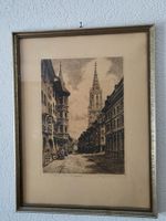 Bild gerahmt - Lithographie Kesslergasse Bern - Radierung