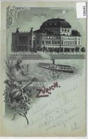 Gruss aus Zürich - Dampfer - Mondschein Litho 1898