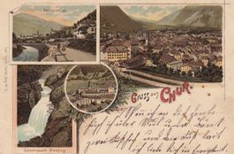 1900, 4 bildrige AK, "Gruss aus Chur", Plessurthal