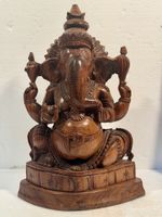 Wooden Ganesha Statue Detailed Carving