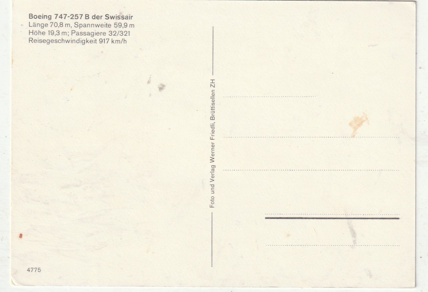 Cartoline postali: Swissair Boeing 747 – Usato da Lumbrein venduto da made02 1