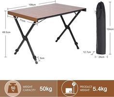 Campingtisch, Alu klappbar braun 108x71cm