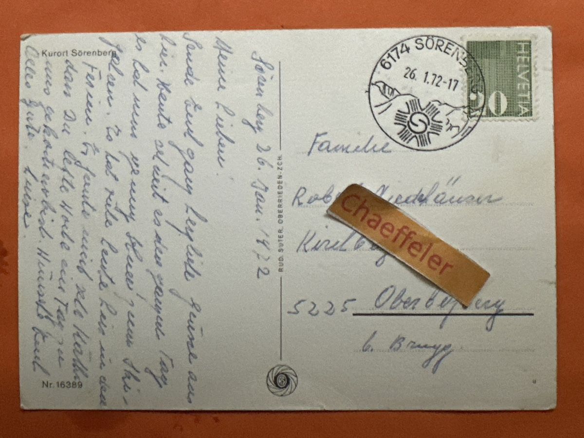 Cartoline postali: 1972 Kurort Sörenberg – Usato da Zürich venduto da Chaeffeler 1