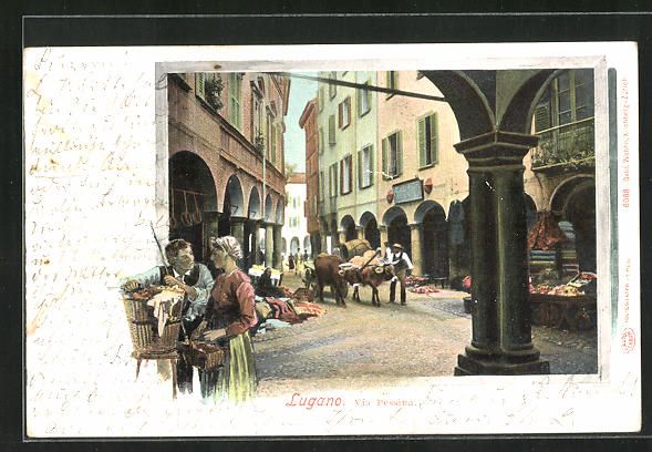 Cartoline postali: AK Lugano, Via Pessina – Usato da Berlin venduto da bartko-reher