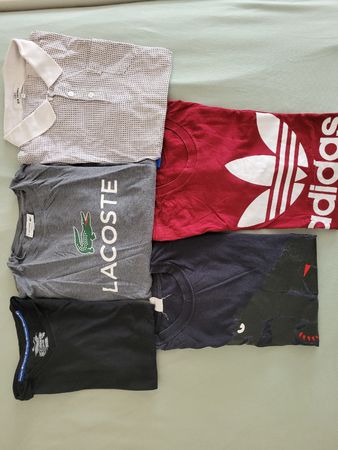 T-Shirt Set Lacoste Adidas gemischt 5 Teile Grösse S&M