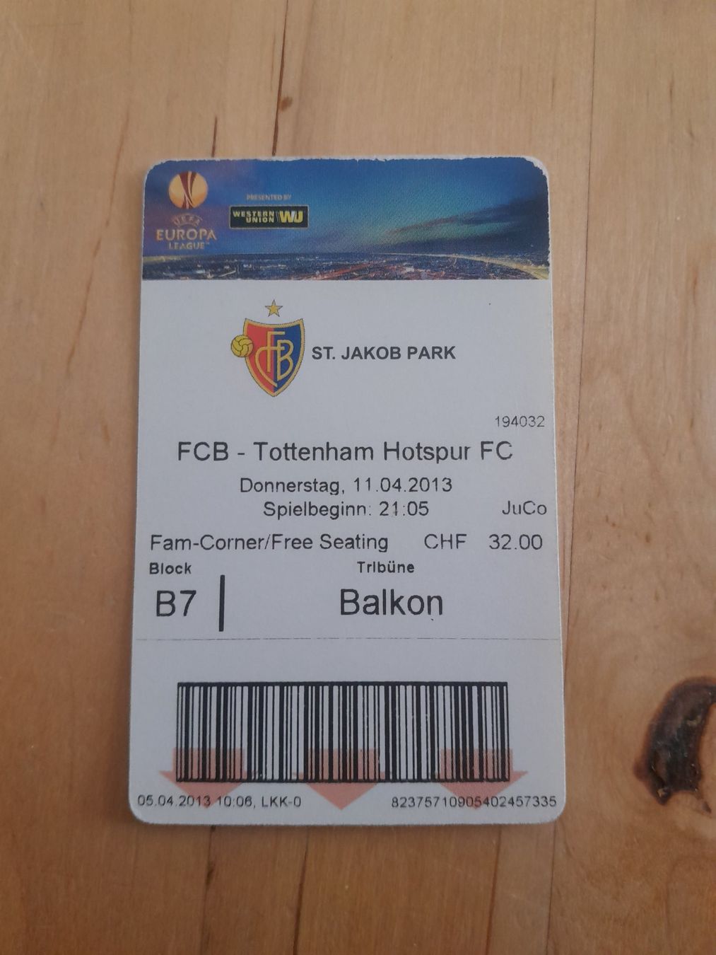 Biglietti: FCB - Tottenham, Ticket vom 11.04.2013, Top Erinnerung! – Usato da binningen venduto da bergen00