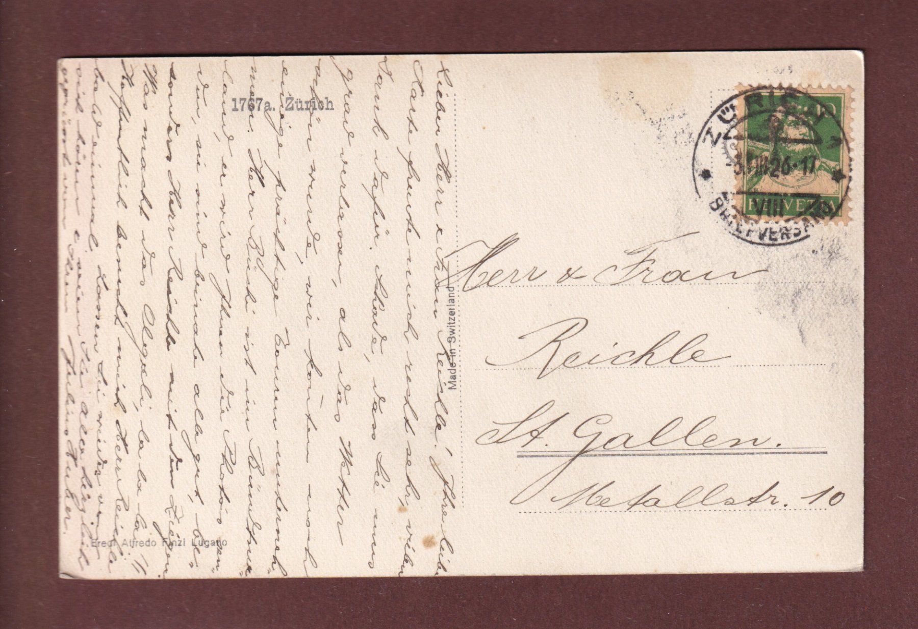 Cartes postales: ZÜRICH - 1926 – D'occasion à Pully par nicecards-shop 1
