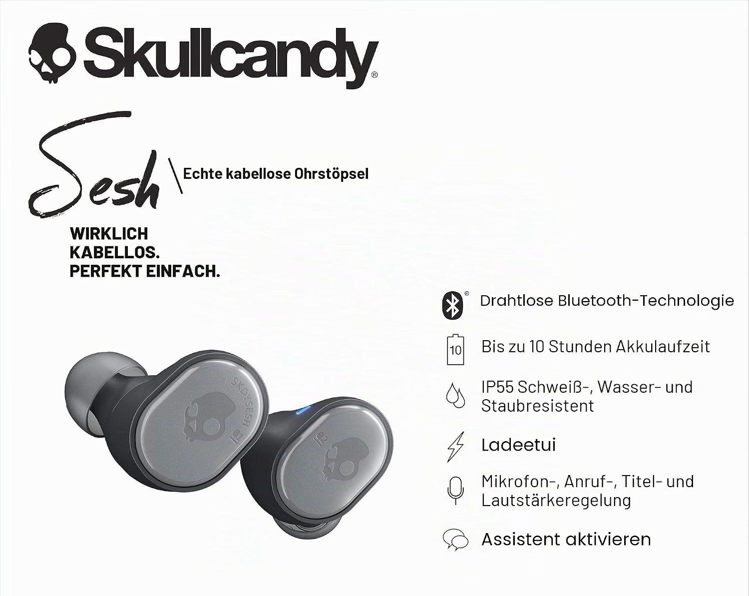 Skullcandy Cuffie: In-Ear Kopfhörer Skullcandy Sesh Evo grau Bluetooth – Usato da Brittnau venduto da Cgs128 4