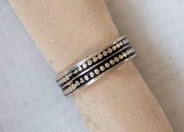 Bague ethnique en argent - pointillé Taille 50
