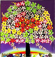 Frühlingsbaum Gemälde - Acryl Kunst auf Leinwand, Neu!