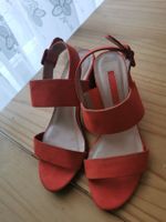 Sommerliche, orange Sandalen mit Blockabsatz, Gr.36/37