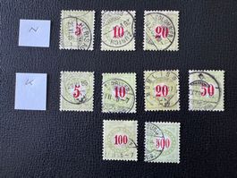 Portomarken 1884-1886, KZ Typ B, Auswahl, gestempelt