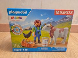 Playmobil Mania Migros Bauer mit Kuh, Huhn, neu & OVP!