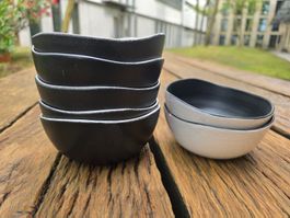 Keramik: Schalenset 7-tlg. schwarz-2.Wahl