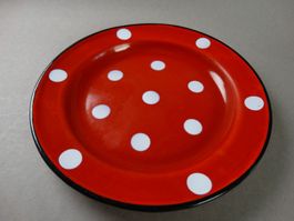 1 kleiner antiker Email-Teller Emaille Campingteller 20cm Ø