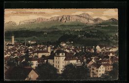 AK Flawil, Ortpanorama mit Säntis, 1919