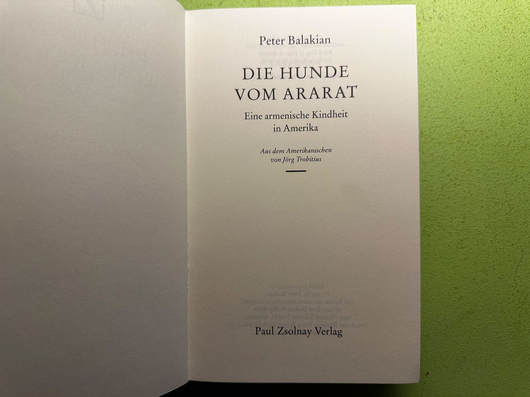 Libri: Peter Balakian: Die Hunde vom Ararat. – Usato da Zürich venduto da allp 2